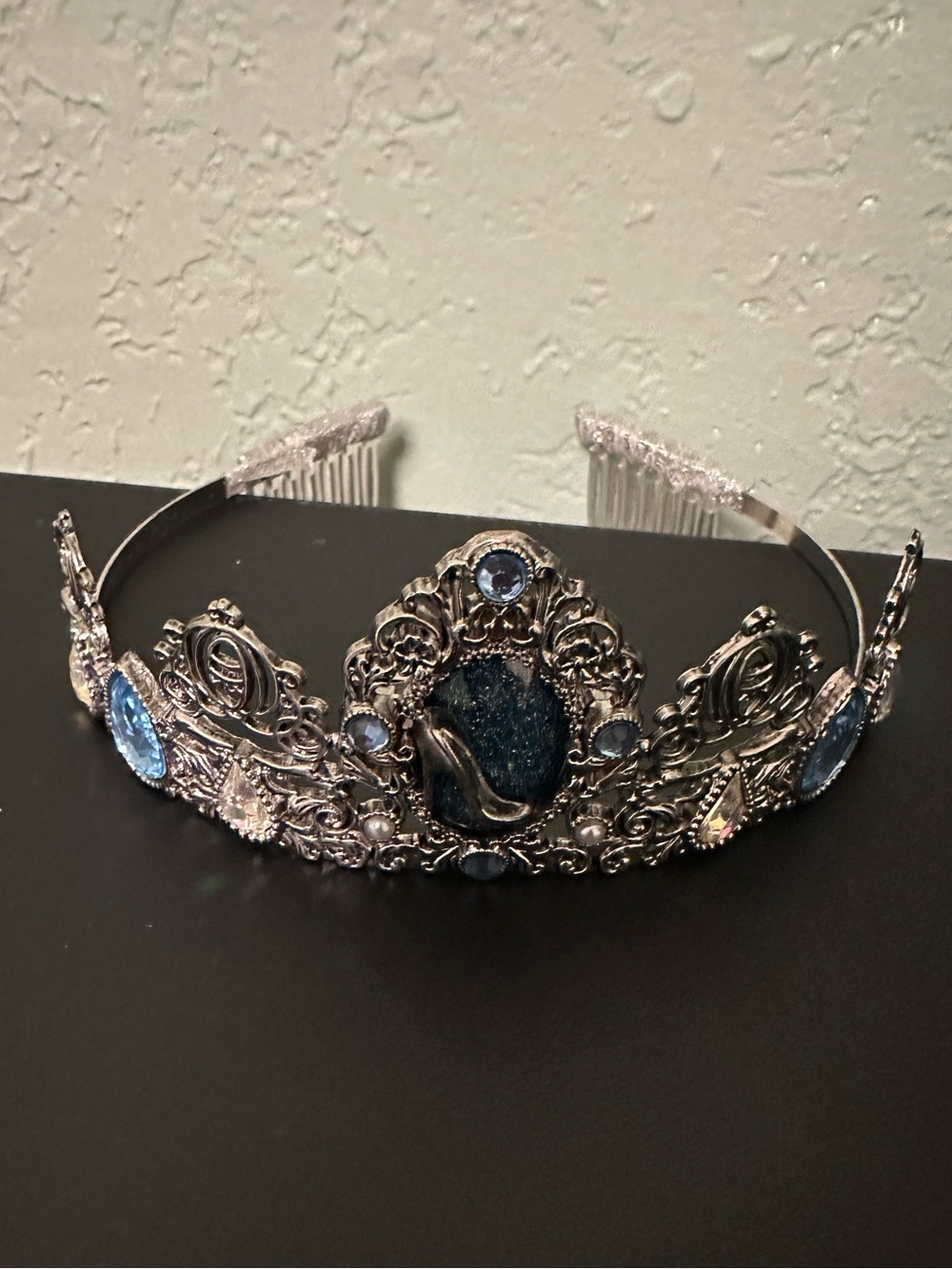 Disney Store Cinderella Tiara Blue Rhinestone Silver Princess Crown Headpiece